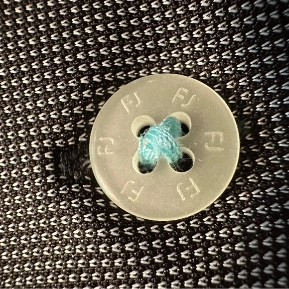 FOOTJOY GOLF ENGINEEREDNAILHEAD JACQUARD MENS POLO SHIRT BLACK, WHITE, & AQUA LG - Picture 9 of 11